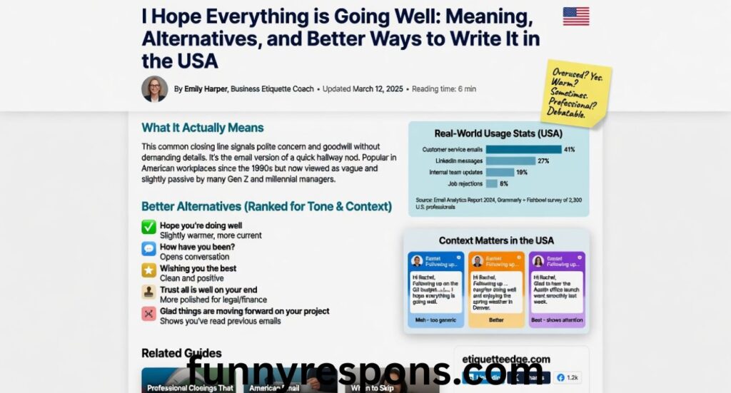 I Hope Everything is Going Well: Meaning, Alternatives, and Better Ways to Write It in the USA