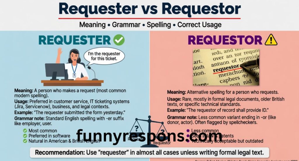 Requester vs Requestor: Meaning, Grammar, Spelling, and Correct Usage Explained