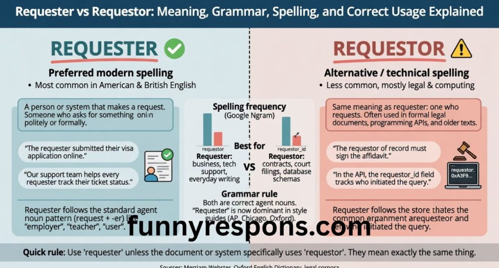 Requester vs Requestor: Meaning, Grammar, Spelling, and Correct Usage Explained