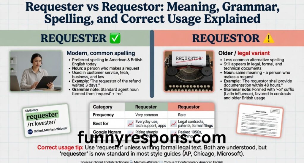 Requester vs Requestor: Meaning, Grammar, Spelling, and Correct Usage Explained