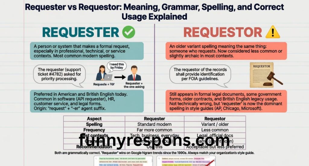 Requester vs Requestor: Meaning, Grammar, Spelling, and Correct Usage Explained