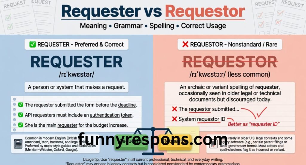 Requester vs Requestor: Meaning, Grammar, Spelling, and Correct Usage Explained