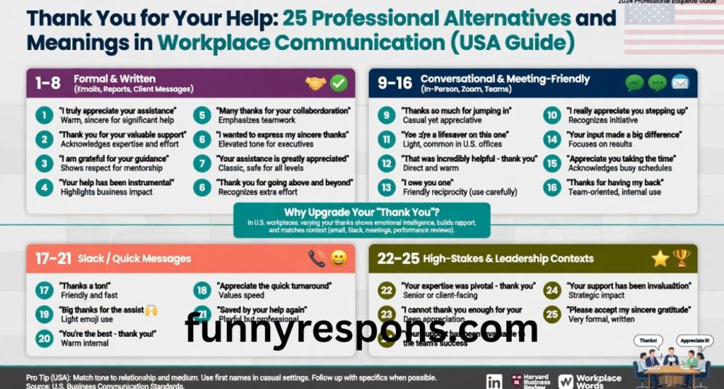 Thank You for Your Help: 25 Professional Alternatives and Meanings in Workplace Communication (USA Guide)