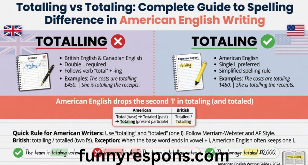 Totalling vs Totaling: Complete Guide to Spelling Difference in American English Writing