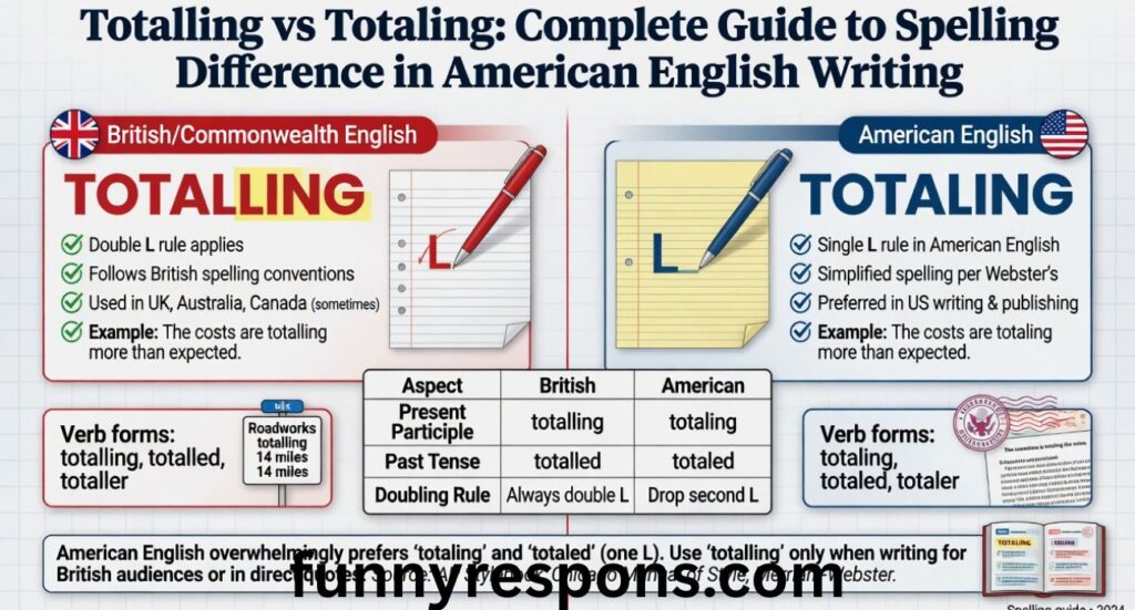 Totalling vs Totaling: Complete Guide to Spelling Difference in American English Writing